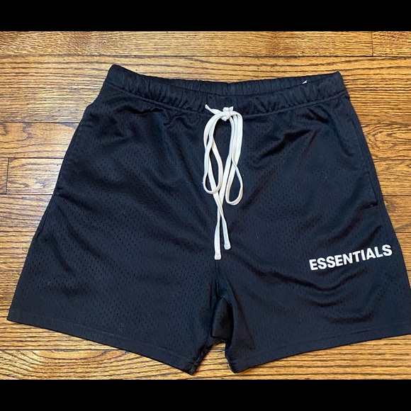 Fear of God Essentials Mesh Drawstring Shorts; Black, Size XS (Fit Like S/M) - Picture 7 of 11